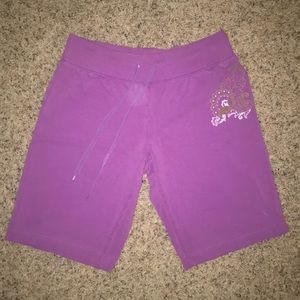 Purple shorts with drawstring waist